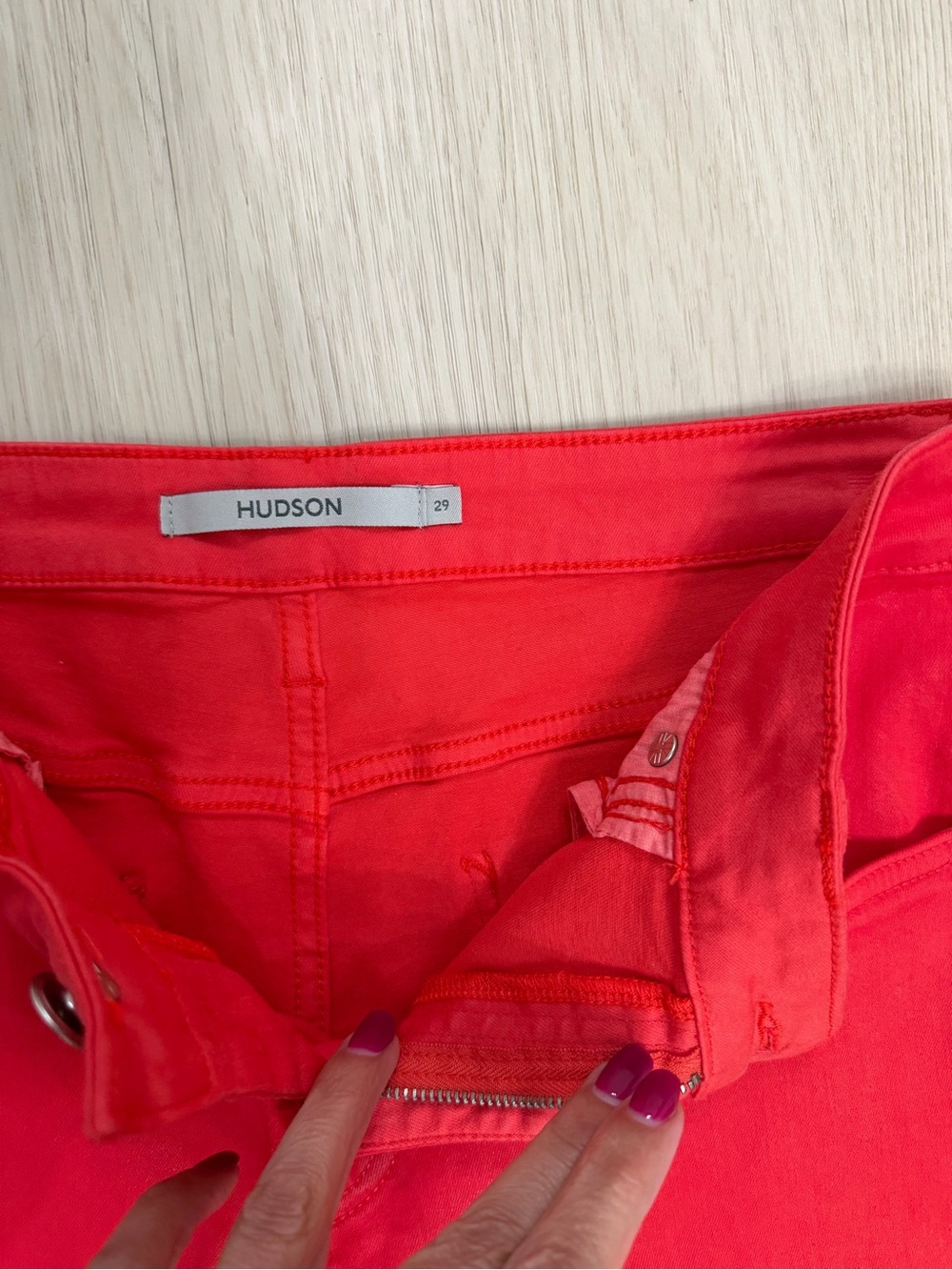Hudson Jeans Bright Red Wide-Leg Women's Jeans - Picture 3 of 3